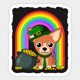 Chihuahua Rainbow Irish Clover St Patrick Day Dog Gift print Sticker